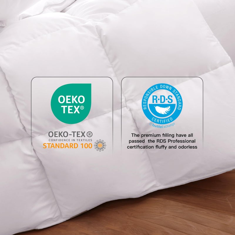 MOOFUN All Season 60Oz Fill Down Comforter King Size w/odorless greyduck Down,Soft &Noiseless Cover 400thread Count for Noise Sensitive Sleeper, Hotel Collection Lightweight Duvet Insert 106 * 90Inch - Image 2